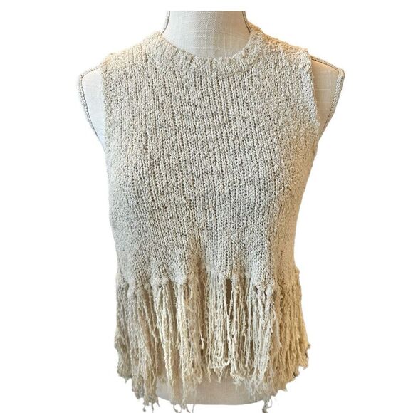 ALC Sleeveless Popcorn Silk Fringe Boho Size Small - Picture 9 of 9